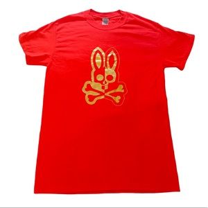 Psycho Bunny Gold Foil Print (GILDAN Red T-Shirt)